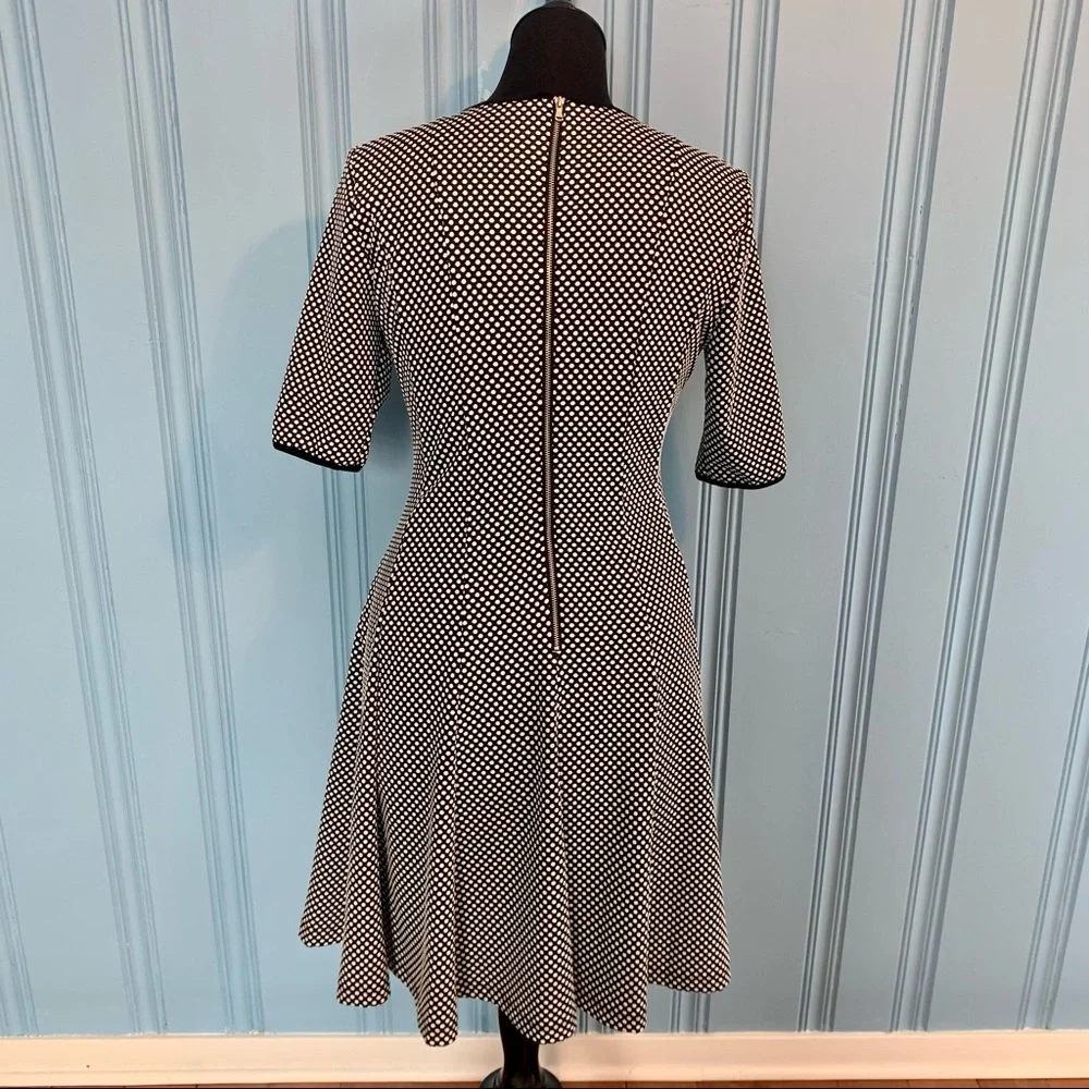 Julian Taylor Dress Black with White Polka Dots Short Sleeve Full Skirt -Size 8 - Picture 9 of 13